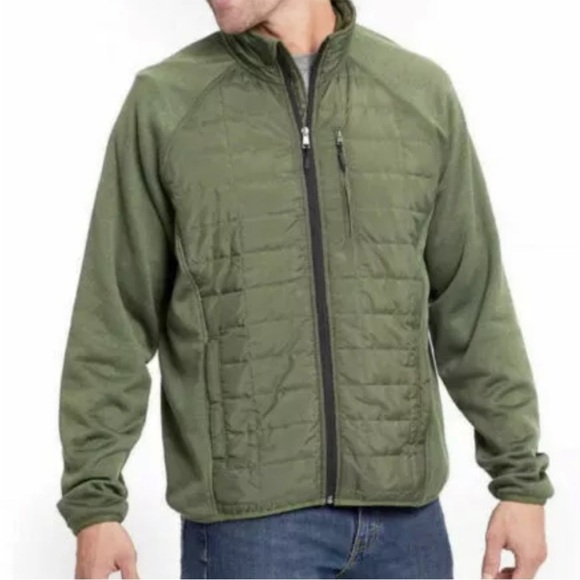 Orvis Quilted Snowbird Full Zip Jacket Lightweight Olive Green Mixed Media Sz XL - Picture 1 of 13